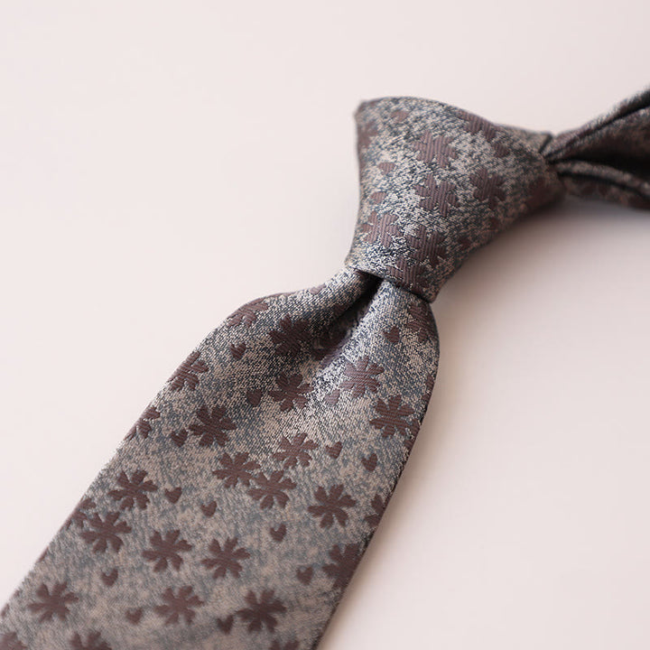 Men's Chocolate Flowers Mini Floral Pattern Necktie