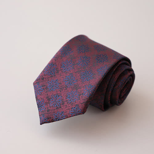 Men's Purple Green Flowers Tender Pattern Necktie