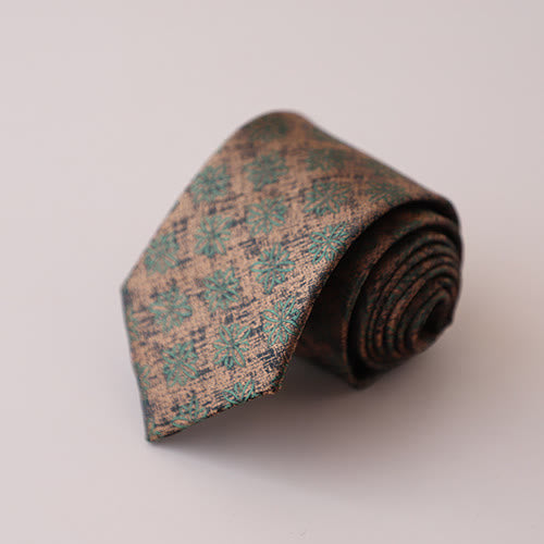 Men's Purple Green Flowers Tender Pattern Necktie
