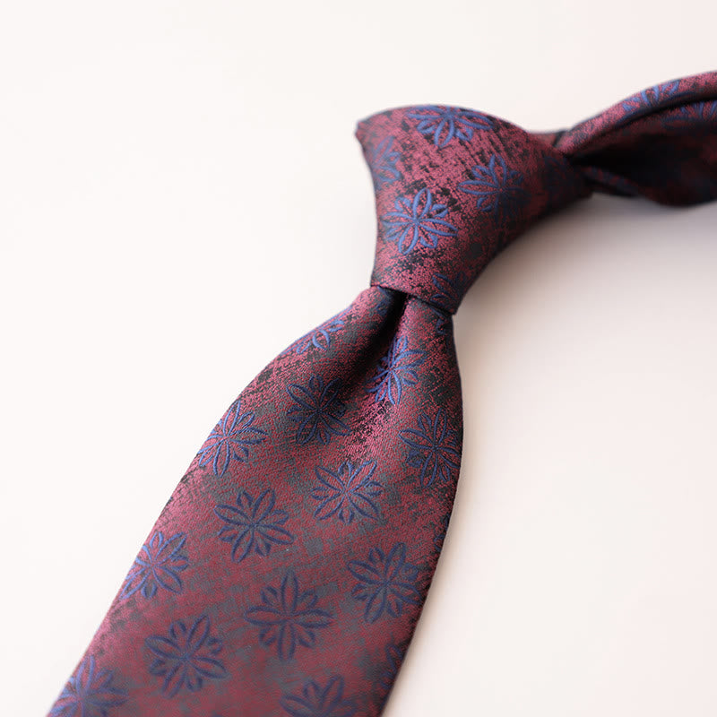 Men's Purple Green Flowers Tender Pattern Necktie