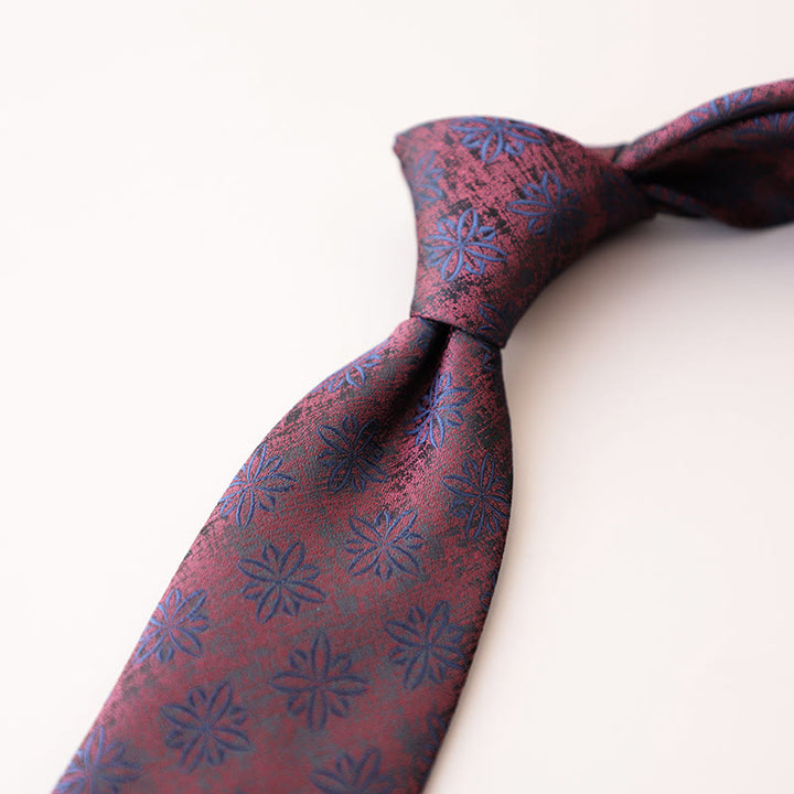 Men's Purple Green Flowers Tender Pattern Necktie