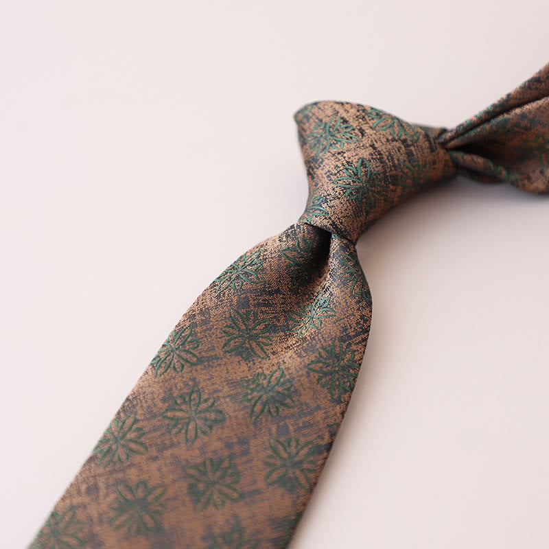 Men's Purple Green Flowers Tender Pattern Necktie