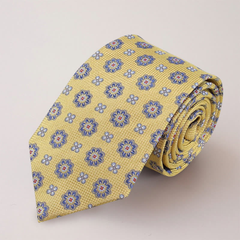 Men's Blue Mini Flowers Mulberry Silk Necktie