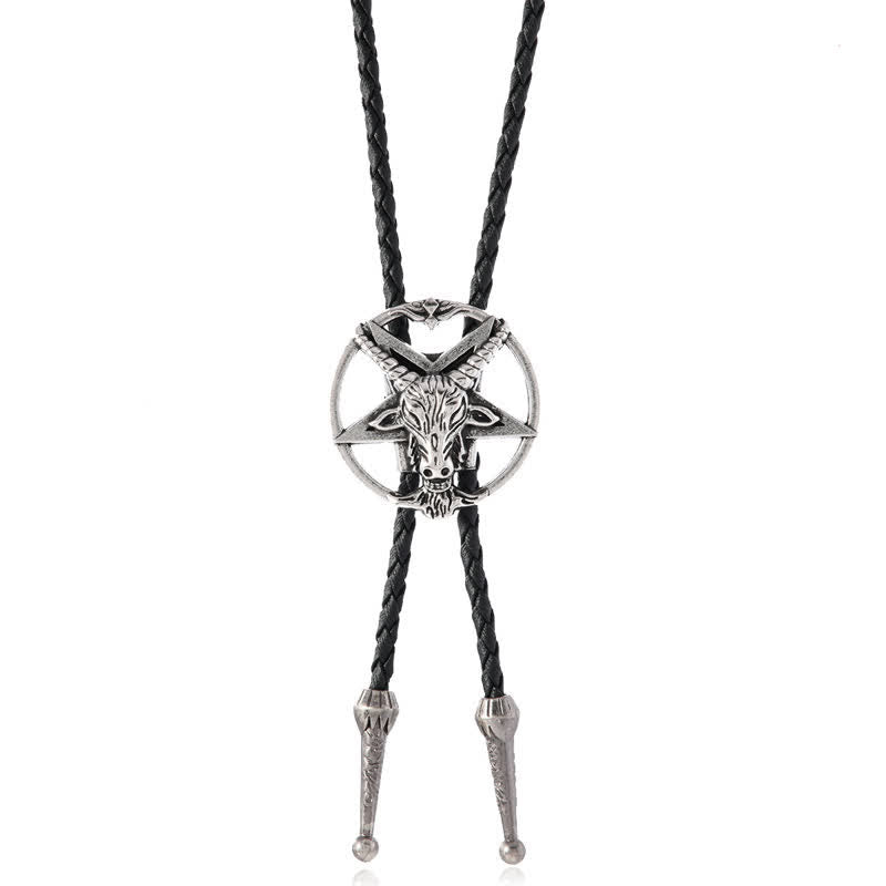 Vintage Hexagram Bull Moose Astrolabe Bolo Tie