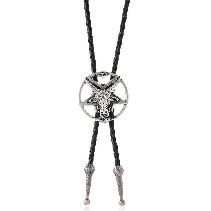 Vintage Hexagram Bull Moose Astrolabe Bolo Tie