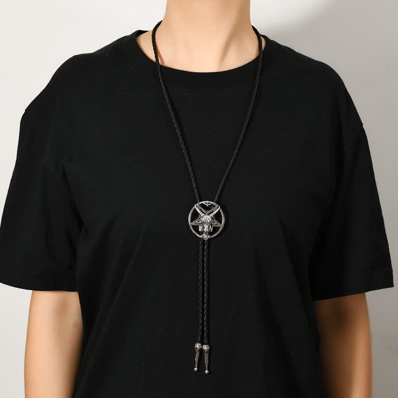 Vintage Hexagram Bull Moose Astrolabe Bolo Tie