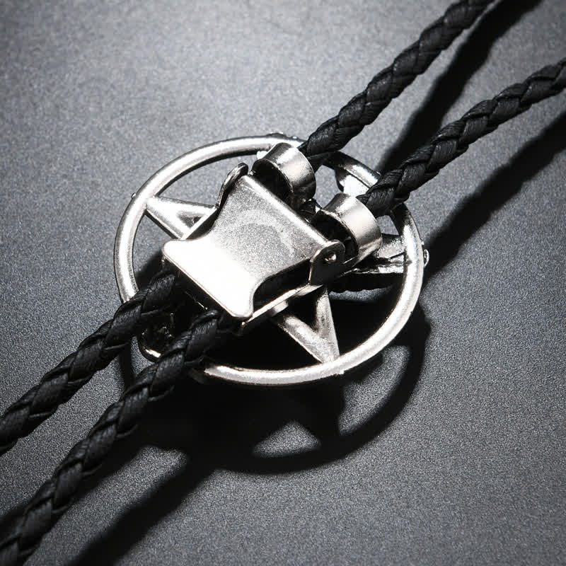 Vintage Hexagram Bull Moose Astrolabe Bolo Tie