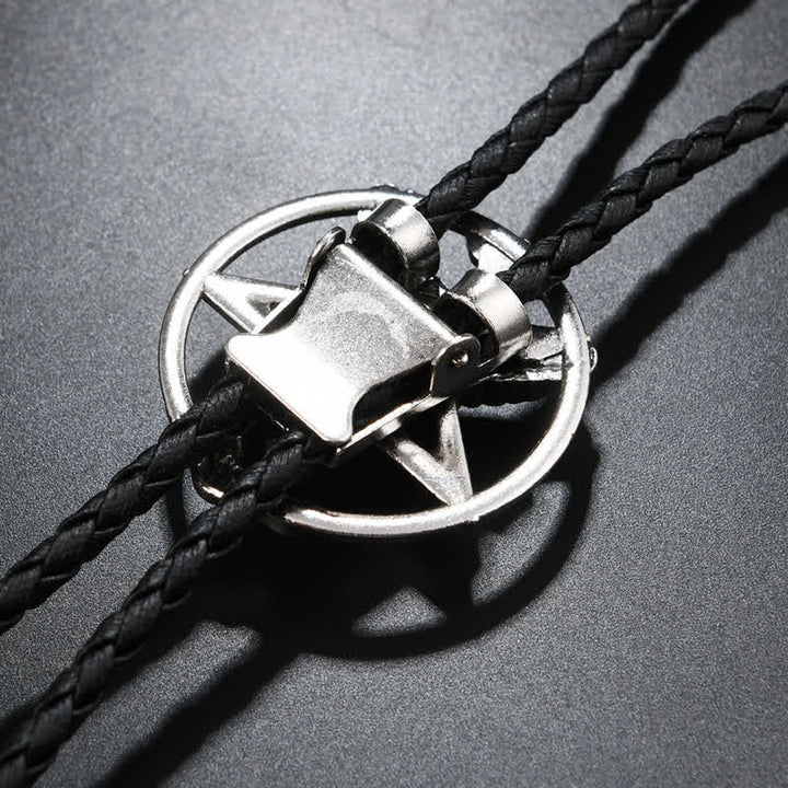 Vintage Hexagram Bull Moose Astrolabe Bolo Tie