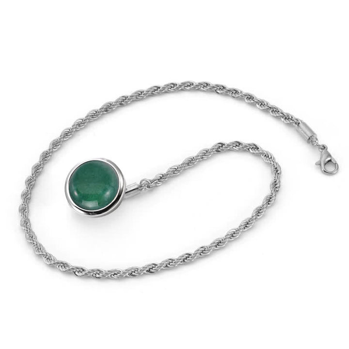 Men's Classic Natural Gemstone Lapel Chain Suit Brooch With Hanging Chain