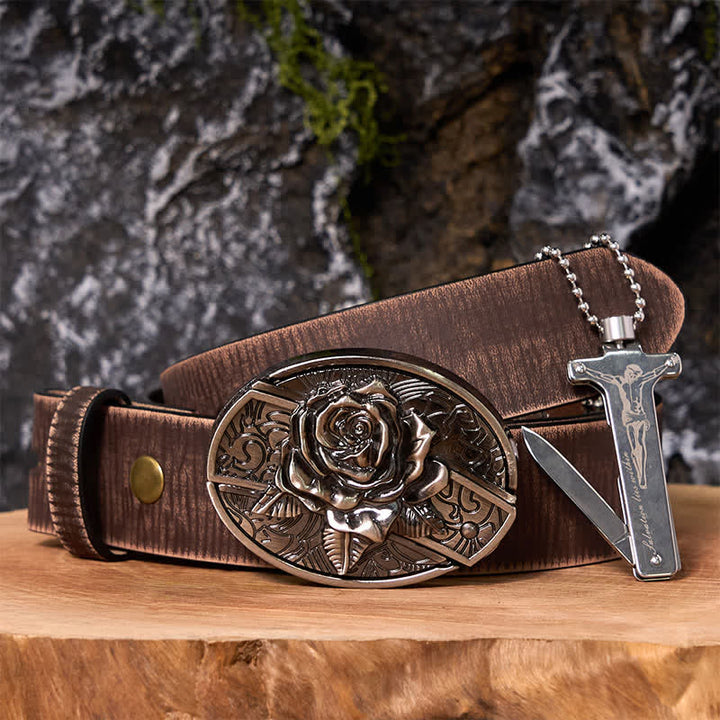 Poker Ace DIY Hidden Knife Belt Buckle Black Ice Lighter Bundle Set