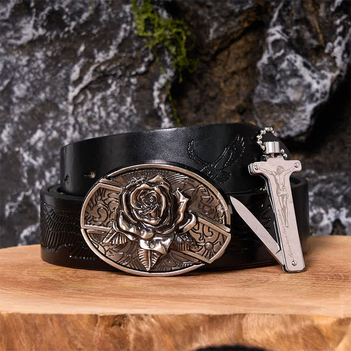 Poker Ace DIY Hidden Knife Belt Buckle Black Ice Lighter Bundle Set