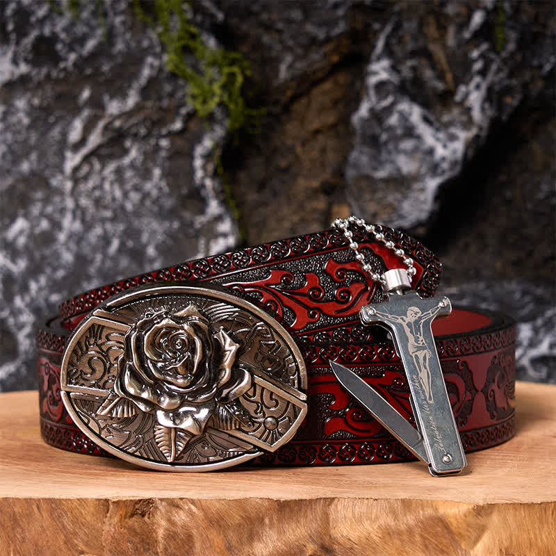 Poker Ace DIY Hidden Knife Belt Buckle Black Ice Lighter Bundle Set