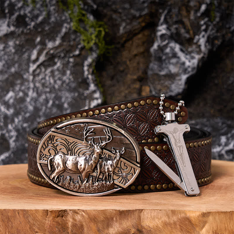 Poker Ace DIY Hidden Knife Belt Buckle Black Ice Lighter Bundle Set