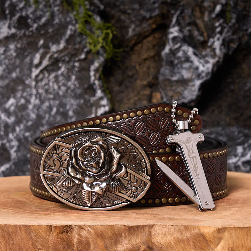 Poker Ace DIY Hidden Knife Belt Buckle Black Ice Lighter Bundle Set