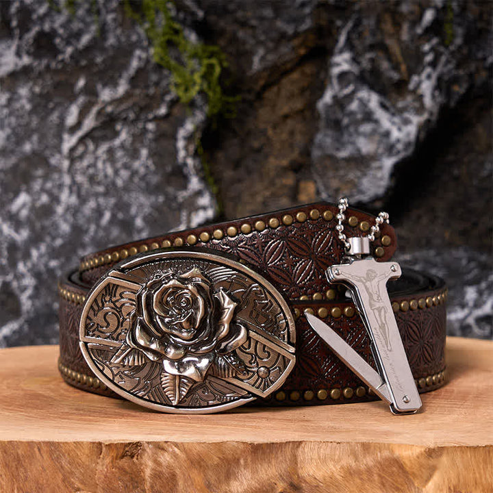 Poker Ace DIY Hidden Knife Belt Buckle Black Ice Lighter Bundle Set