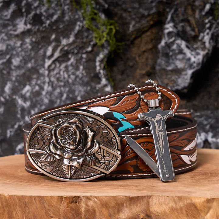 Poker Ace DIY Hidden Knife Belt Buckle Black Ice Lighter Bundle Set