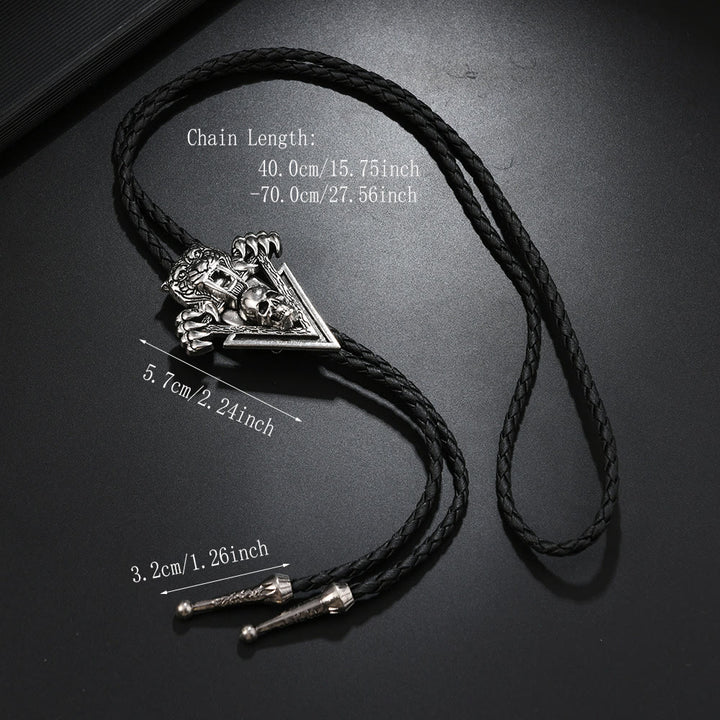 Western Vintage Tiger Skull With Sharp Teeth Bolo Tie