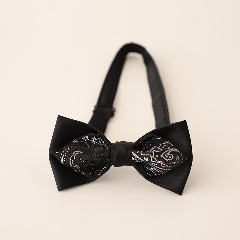 Paisley Adjustable Strap Two-Layer Satin Bow Tie