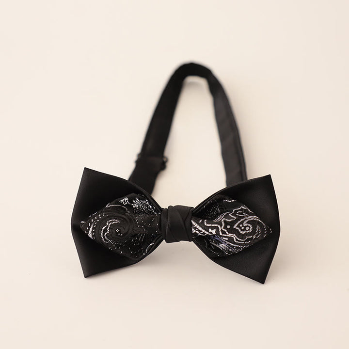Paisley Adjustable Strap Two-Layer Satin Bow Tie