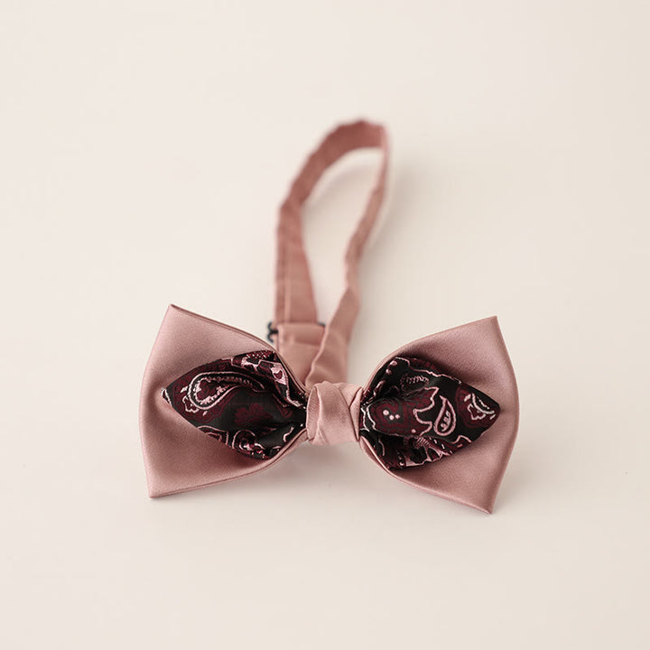 Paisley Adjustable Strap Two-Layer Satin Bow Tie