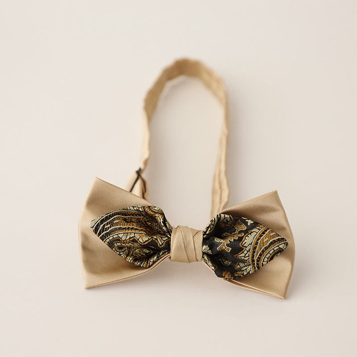 Paisley Adjustable Strap Two-Layer Satin Bow Tie