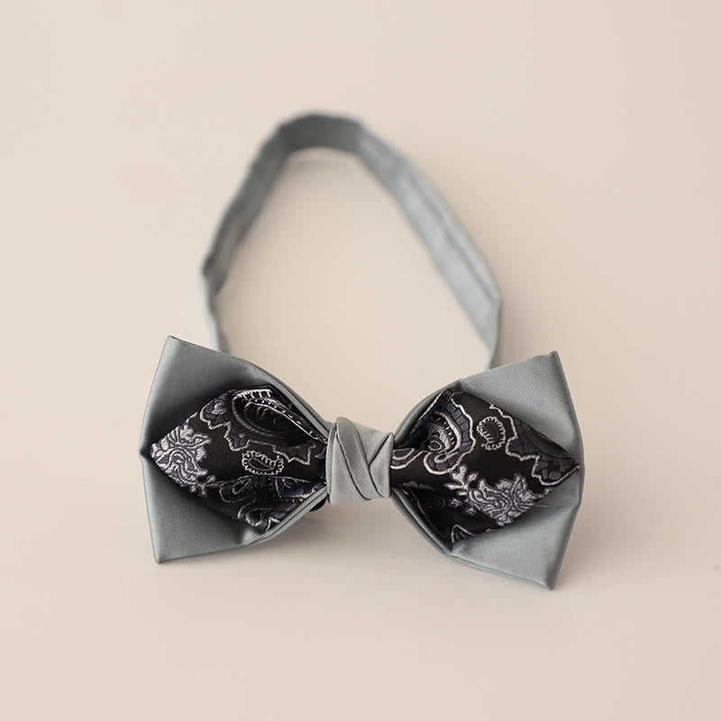 Paisley Adjustable Strap Two-Layer Satin Bow Tie
