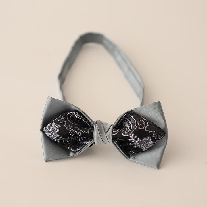 Paisley Adjustable Strap Two-Layer Satin Bow Tie