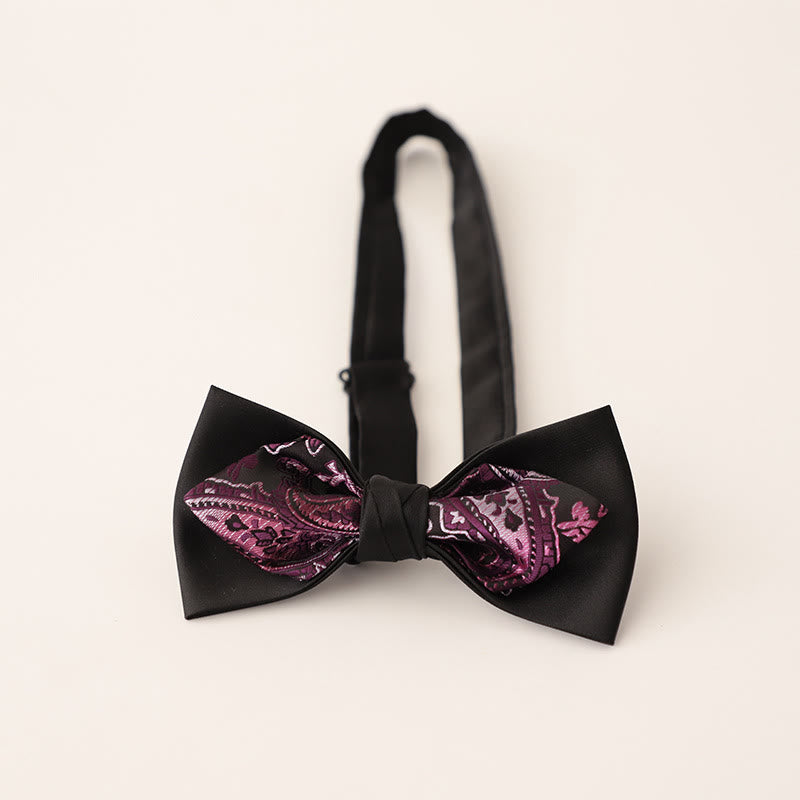 Paisley Adjustable Strap Two-Layer Satin Bow Tie