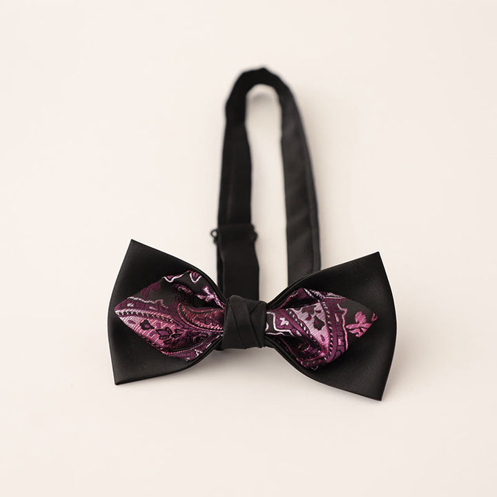 Paisley Adjustable Strap Two-Layer Satin Bow Tie