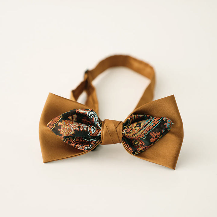 Paisley Adjustable Strap Two-Layer Satin Bow Tie