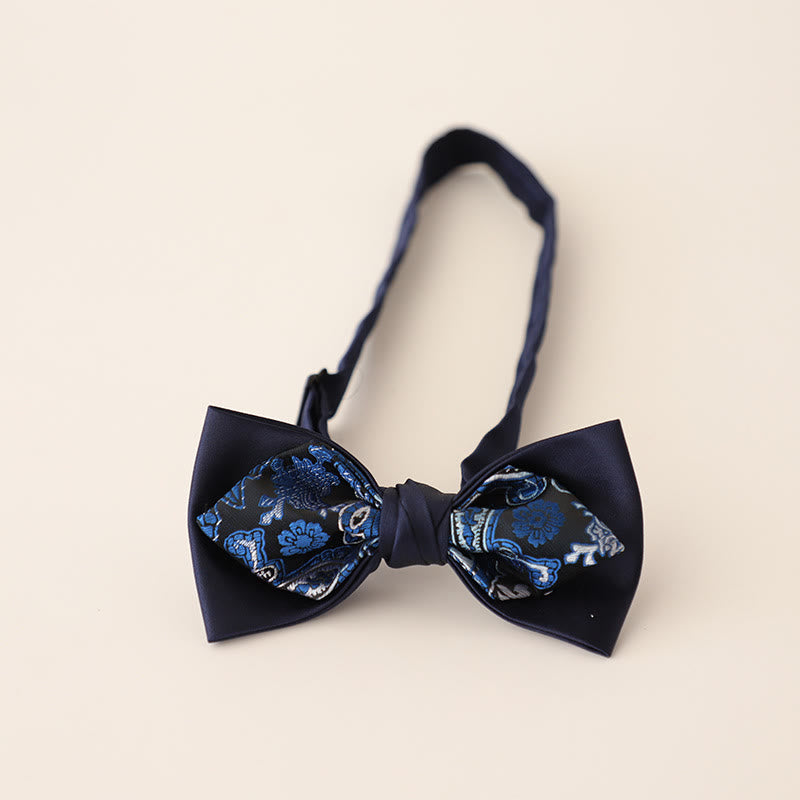 Paisley Adjustable Strap Two-Layer Satin Bow Tie