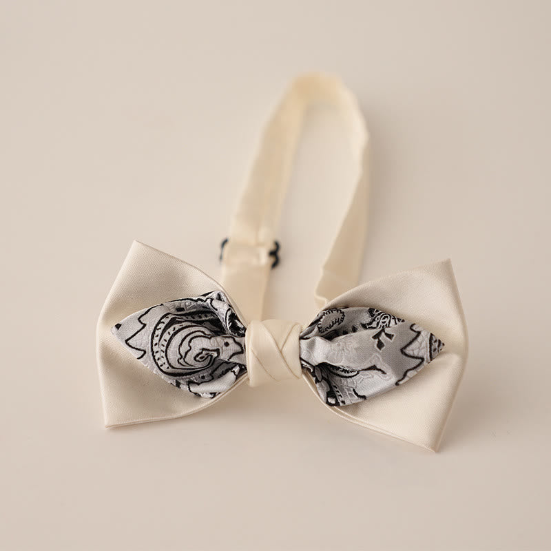 Paisley Adjustable Strap Two-Layer Satin Bow Tie
