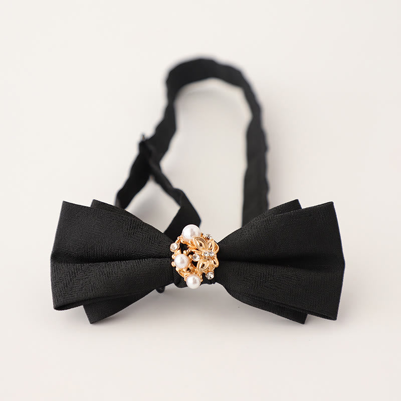 Pearl Jacquard Double Layer Adjustable Strap Bow Tie