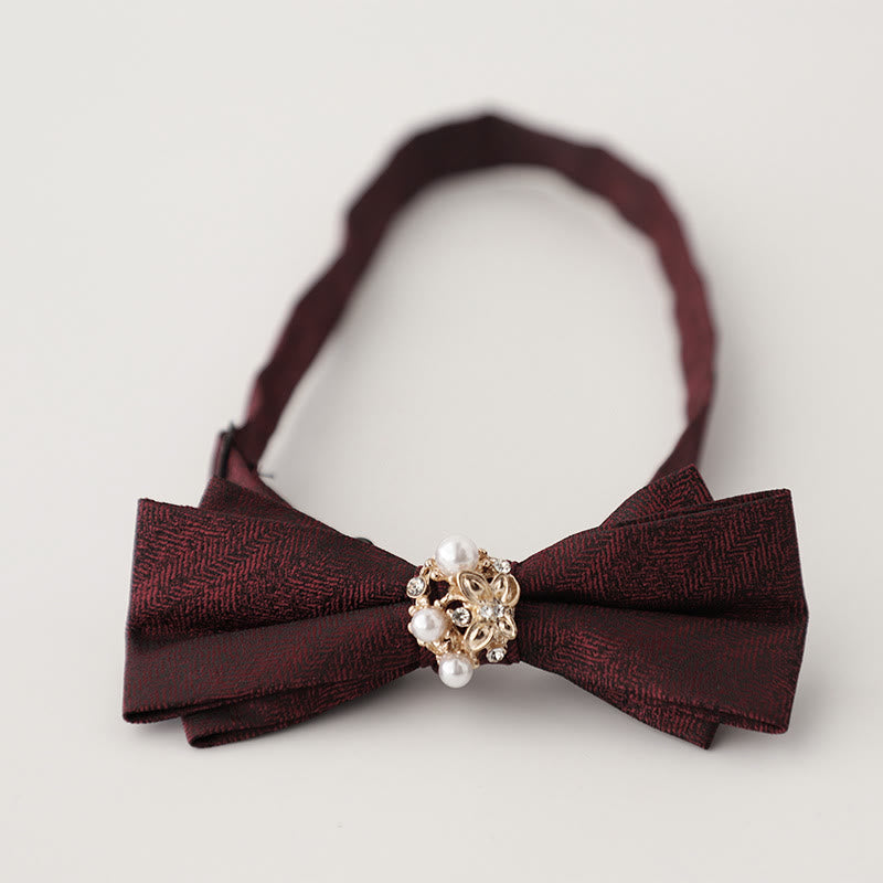 Pearl Jacquard Double Layer Adjustable Strap Bow Tie