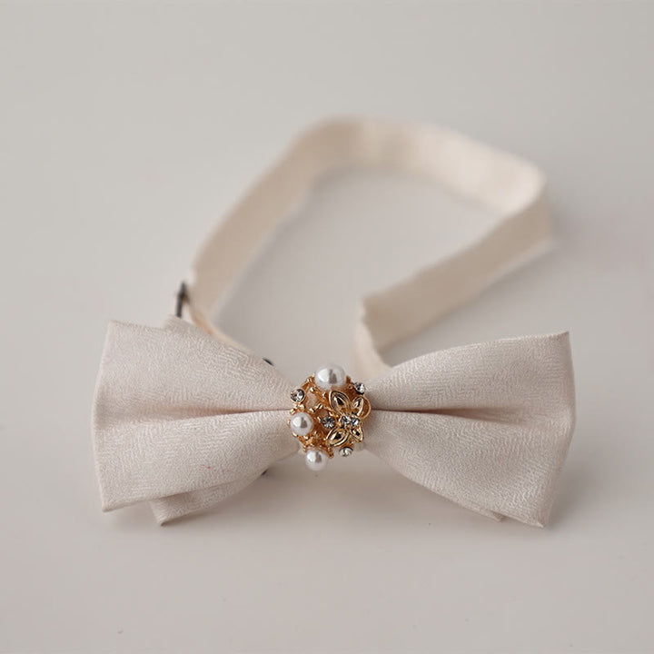 Pearl Jacquard Double Layer Adjustable Strap Bow Tie