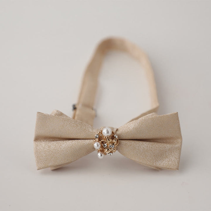 Pearl Jacquard Double Layer Adjustable Strap Bow Tie