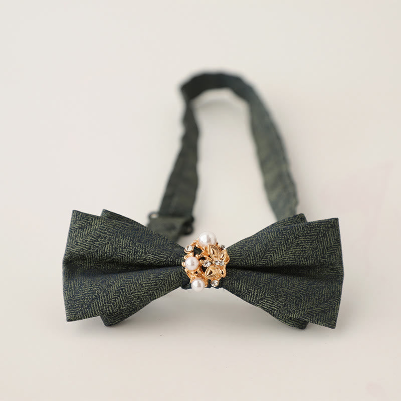 Pearl Jacquard Double Layer Adjustable Strap Bow Tie