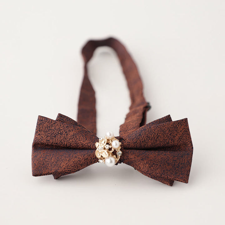 Pearl Jacquard Double Layer Adjustable Strap Bow Tie