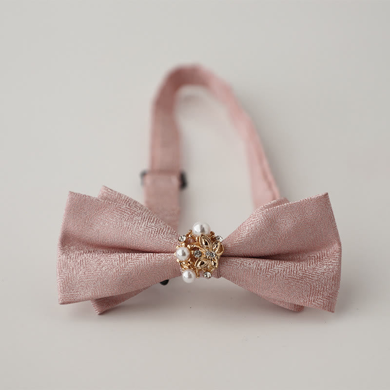 Pearl Jacquard Double Layer Adjustable Strap Bow Tie
