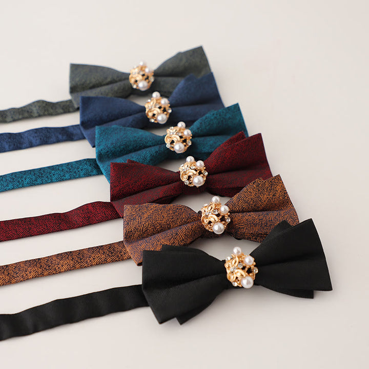 Pearl Jacquard Double Layer Adjustable Strap Bow Tie