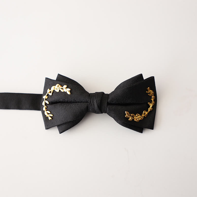 Golden Vine Jacquard Double Layer Adjustable Strap Bow Tie