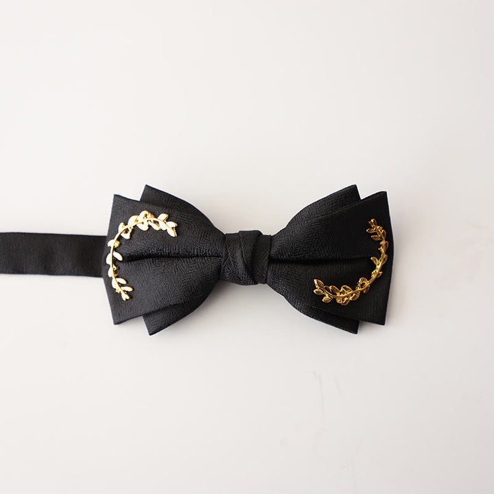 Golden Vine Jacquard Double Layer Adjustable Strap Bow Tie