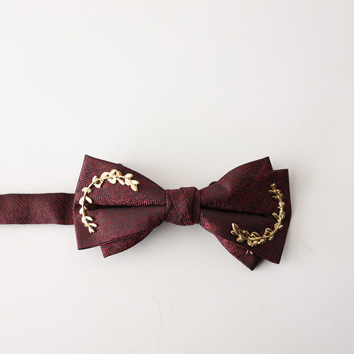 Golden Vine Jacquard Double Layer Adjustable Strap Bow Tie