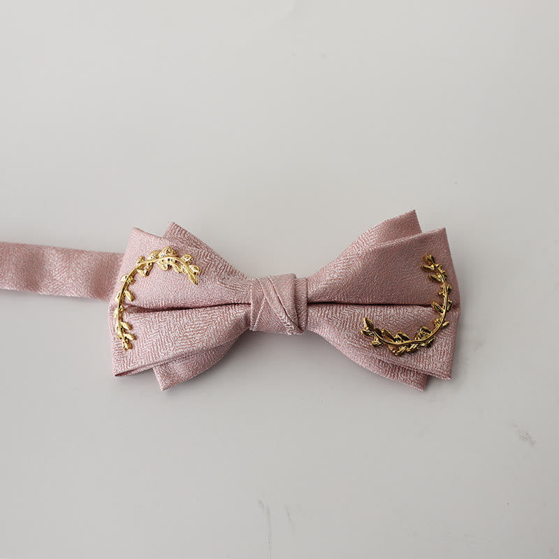 Golden Vine Jacquard Double Layer Adjustable Strap Bow Tie