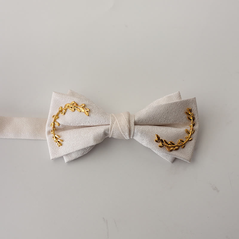 Golden Vine Jacquard Double Layer Adjustable Strap Bow Tie