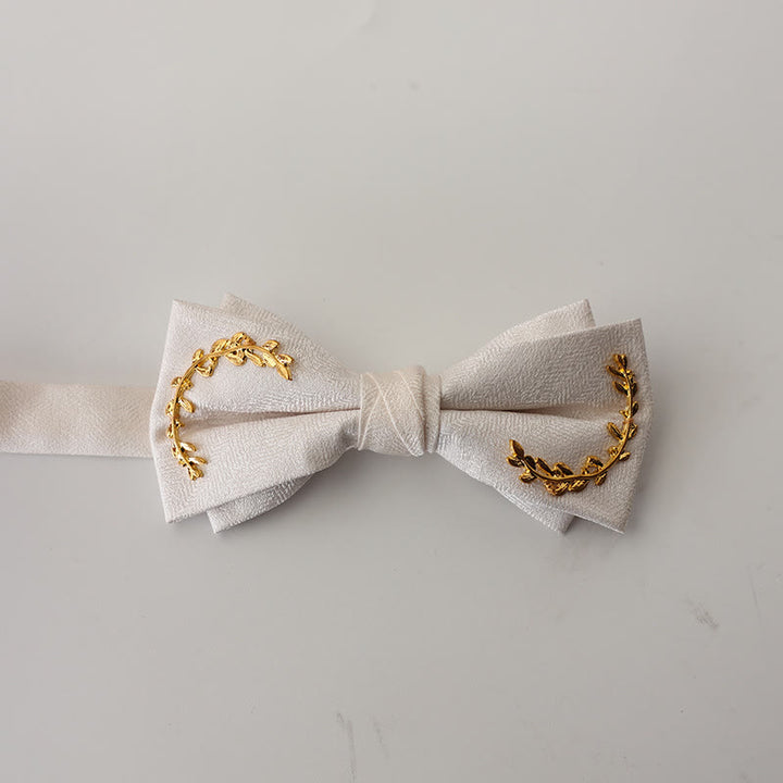 Golden Vine Jacquard Double Layer Adjustable Strap Bow Tie