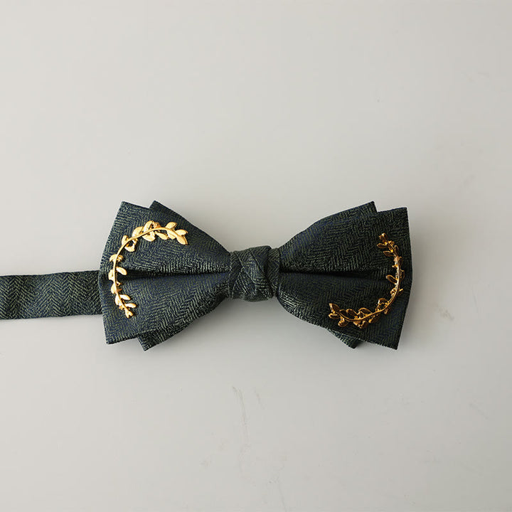 Golden Vine Jacquard Double Layer Adjustable Strap Bow Tie