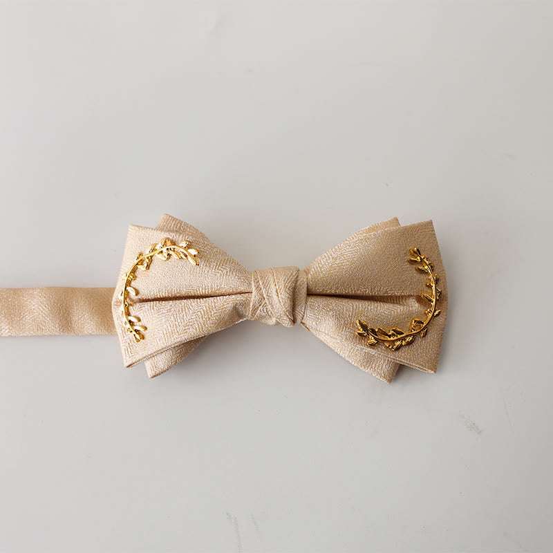 Golden Vine Jacquard Double Layer Adjustable Strap Bow Tie