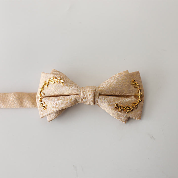 Golden Vine Jacquard Double Layer Adjustable Strap Bow Tie