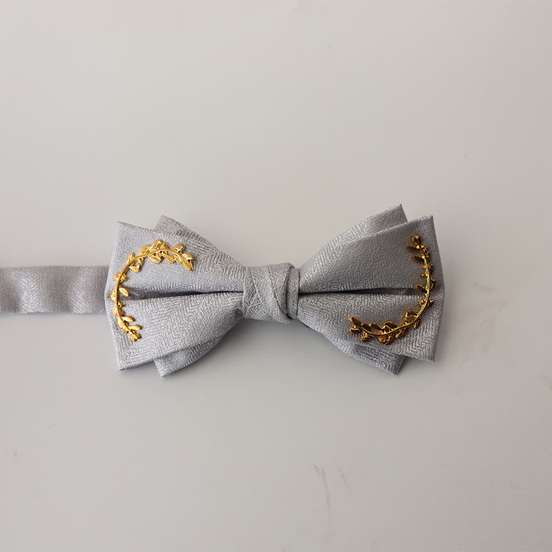 Golden Vine Jacquard Double Layer Adjustable Strap Bow Tie